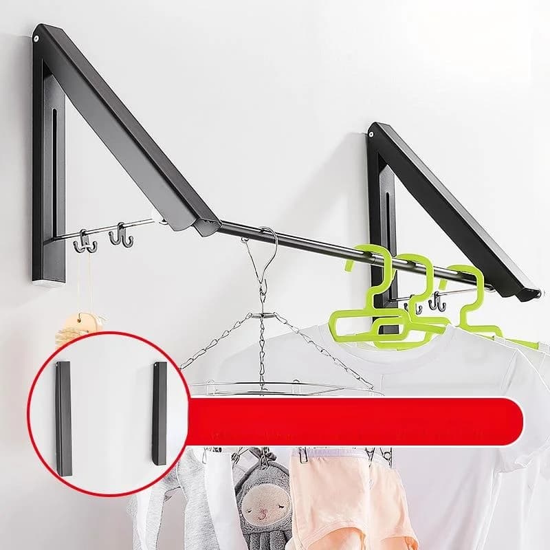 Small Hotel Balcony Clothes Drying Rack Hole-Free Empty Aluminum Foldable Laundry Rod Space Saving Wall Mounted Hanger