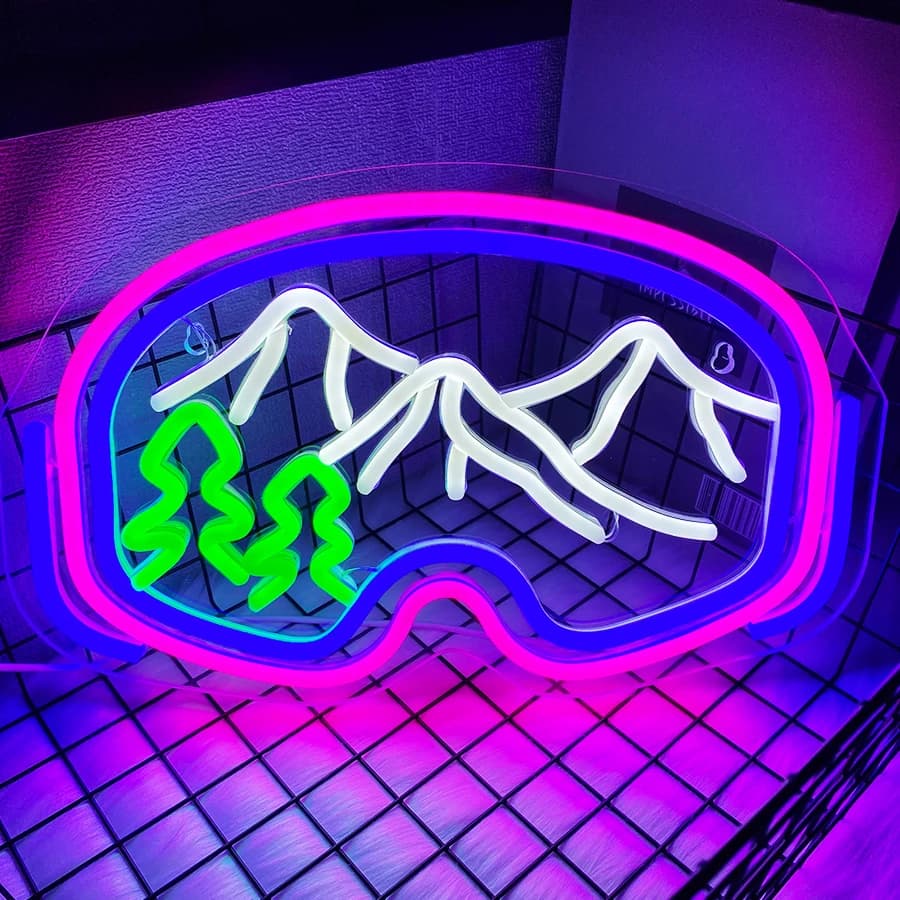 Ski Goggles Neon Lights, Color Goggles Led Night Light Signs, Used For Sports Adventure Signs, The Best Gift For Skiers.