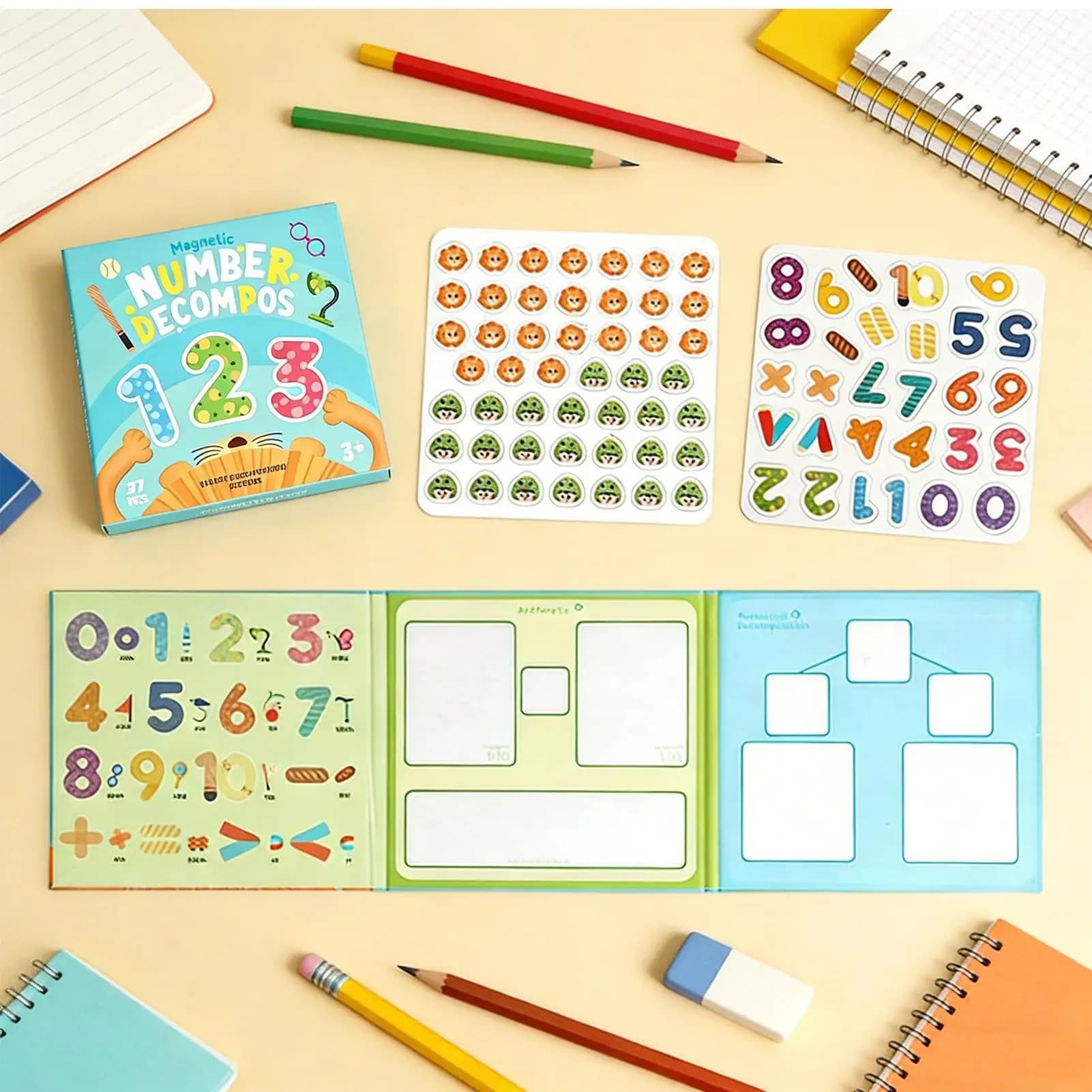 Gioco Educativo per la Manipolazione delle Frazioni, Set di Tessere e Cerchi Magnetici per Frazioni, per Homeschooling, Aula Scolastica e Scuola Elementare