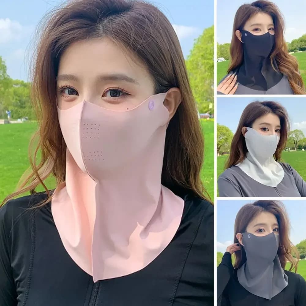Women's Ice Silk Solar Mask, UV Protection for Neck and Face, Breathable and Delicate on Leather, New Summer Fashion