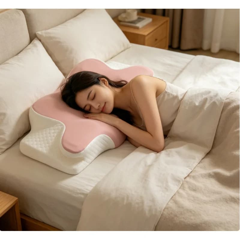 Cuscino in Memory Foam per Uso Domestico Estivo, Cuscino Cervicale a Lento Ritorno a Forma di Farfalla, Cuscino Ortopedico per Dormire