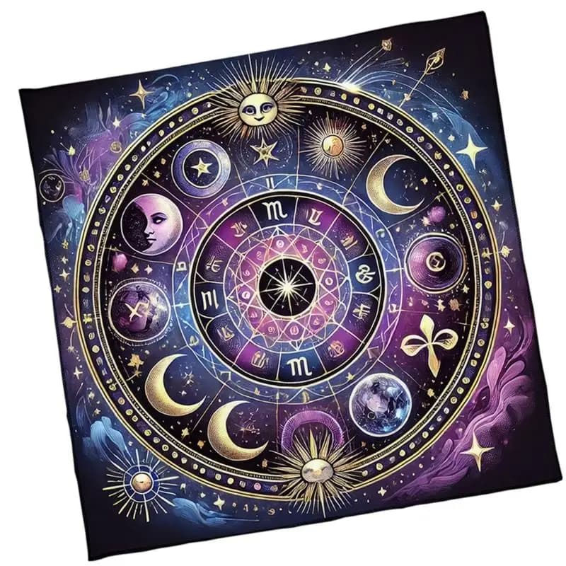 652F Sole Luna Tarocchi Tovaglia Carta Divinazioni Tovaglia Arazzo