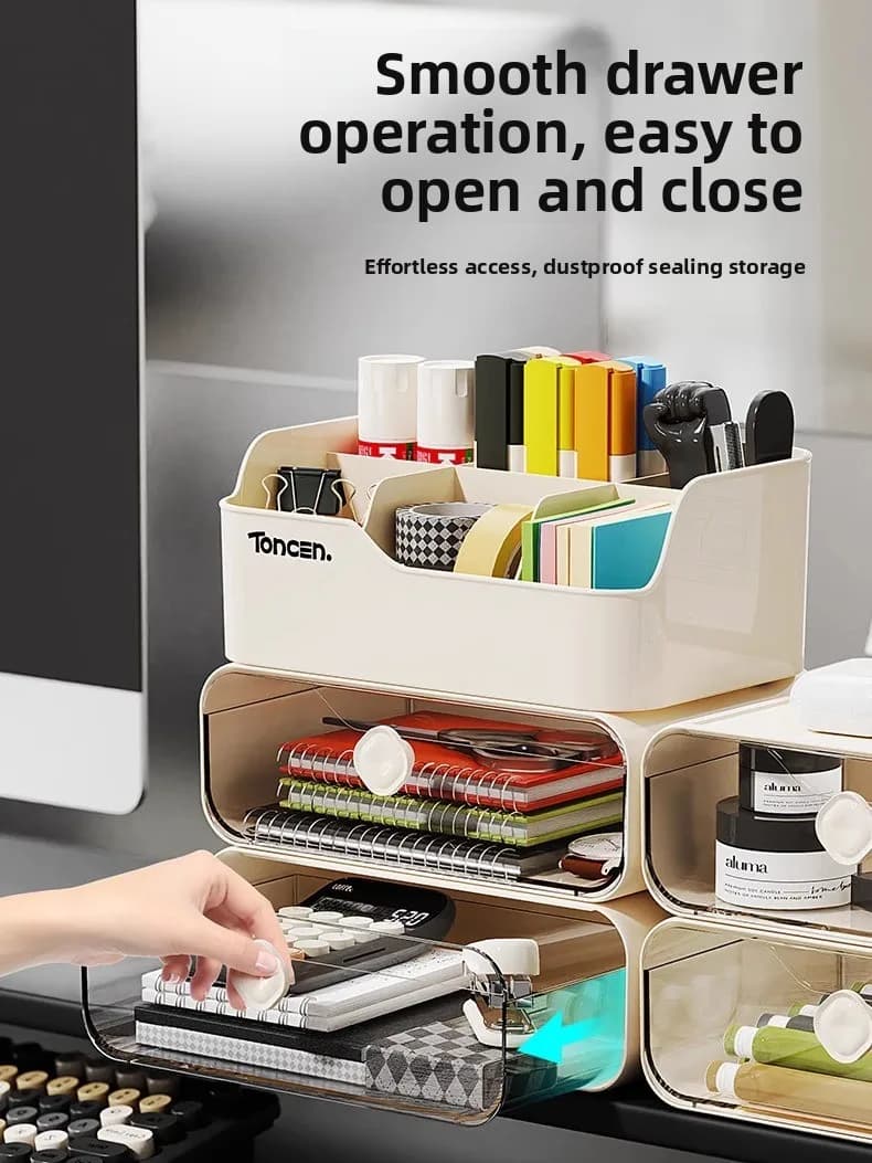 Office Stackable Desk Organizer, Plastic Rectangular Document Holder For Work Desk