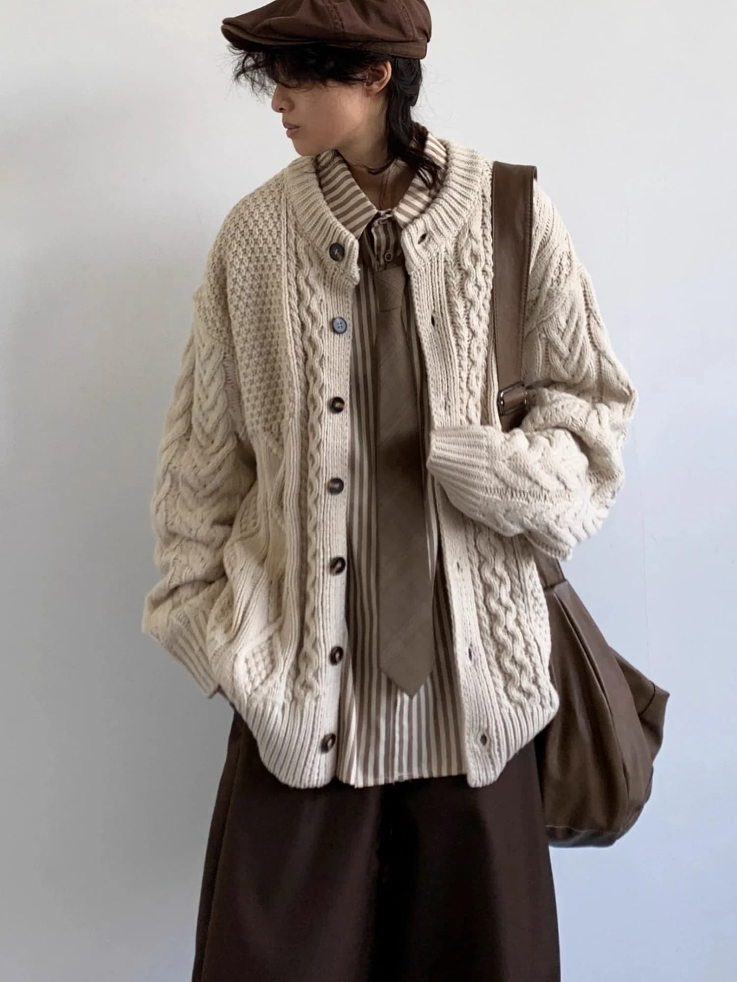 Retro Japanese Style Knitted Open Cardigan Jacket Men's Casual Loose Fit All-Match Sweater Campus Style Autumn Winter Leisure