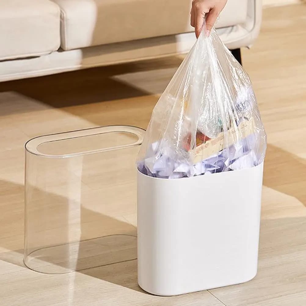 Contenitore per Rifiuti Sottile in Plastica, Cestino Stretto Senza Coperchio per Bagno e Cucina, Bidone Multiuso per Ufficio