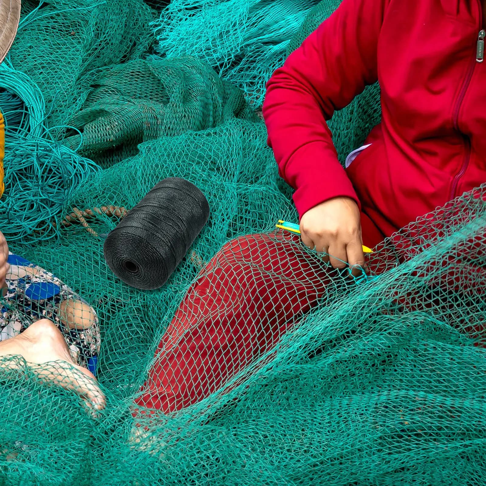 1 Rotolo di Filo per Reti da Pesca, Corda Intrecciata in Nylon per Riparazione Reti da Pesca, Uso Esterno, Filo per Reti da Gamberi, Corda Multiuso