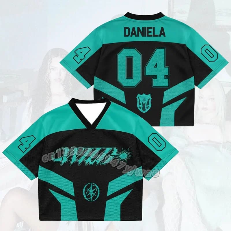 2026 women Edgy Wild Katseye Pinky Up The WildWorld Tour Mesh Jersey Gift For Eyekons Men Women short sleeve name tag T-Shirt
