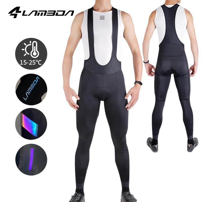 LAMEDA Pantaloni con bretelle da ciclismo Pantaloni da bici da uomo primaverili ad asciugatura rapida Pantaloni da ciclismo lunghi imbottiti Leggings Pantaloni da equitazione MTB all'aperto