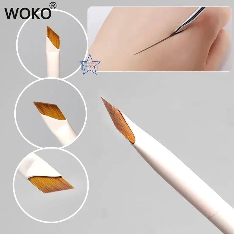 Pennello Eyeliner Ultra Sottile con Lama a Angolo Fine, Manico Bianco, Pennello Piatto di Precisione per Sopracciglia, Pennello Cosmetico Professionale per Dettagli Sotto gli Occhi