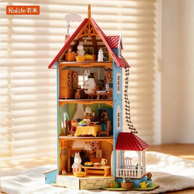 Rolife Moomin Series Wooden Building Blocks Moomin House Valley Assembly Model Garden Party Forest Camp Ornament Toys Gift