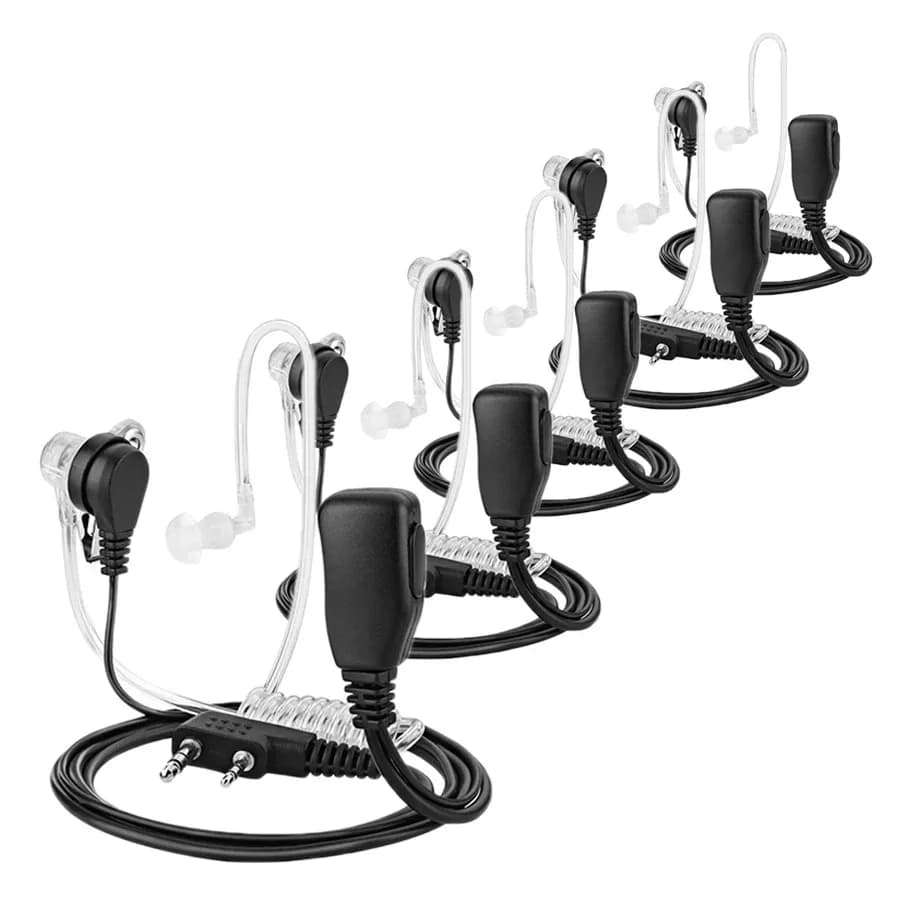 5 pezzi auricolare per ricetrasmettitore walkie talkie tubo d'aria PTT cuffia auricolari radio a 2 pin per Kenwood Baofeng UV 5R