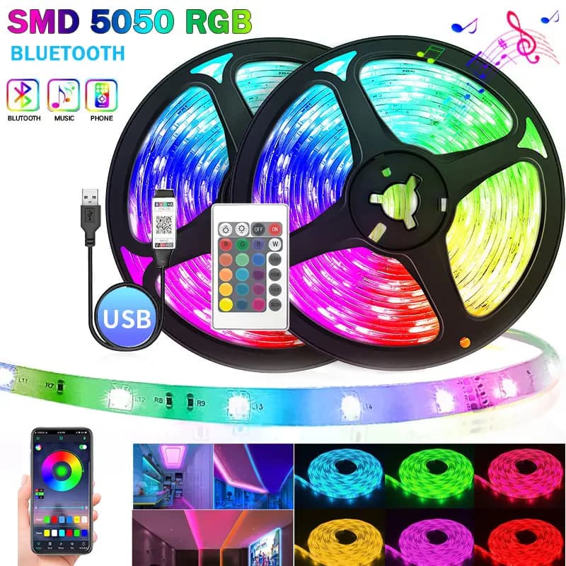 USB Connected Strip Light Rgb Smd 5050 5V Connected Bluetooth Tape Wifi TV Control App Retro Illumination Connected Ice Ribbon String For Wedding Ceremony