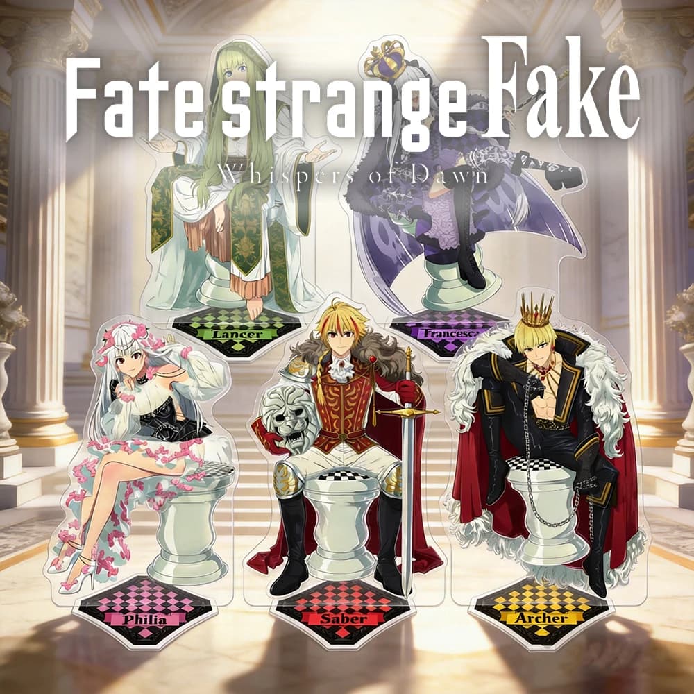 Fate Strange Fake 15cm Acrylic Stand Keychain Gilgamesh Enkidu Saber Archer Philia Chess Style Anime Figure Desk Decor Gift