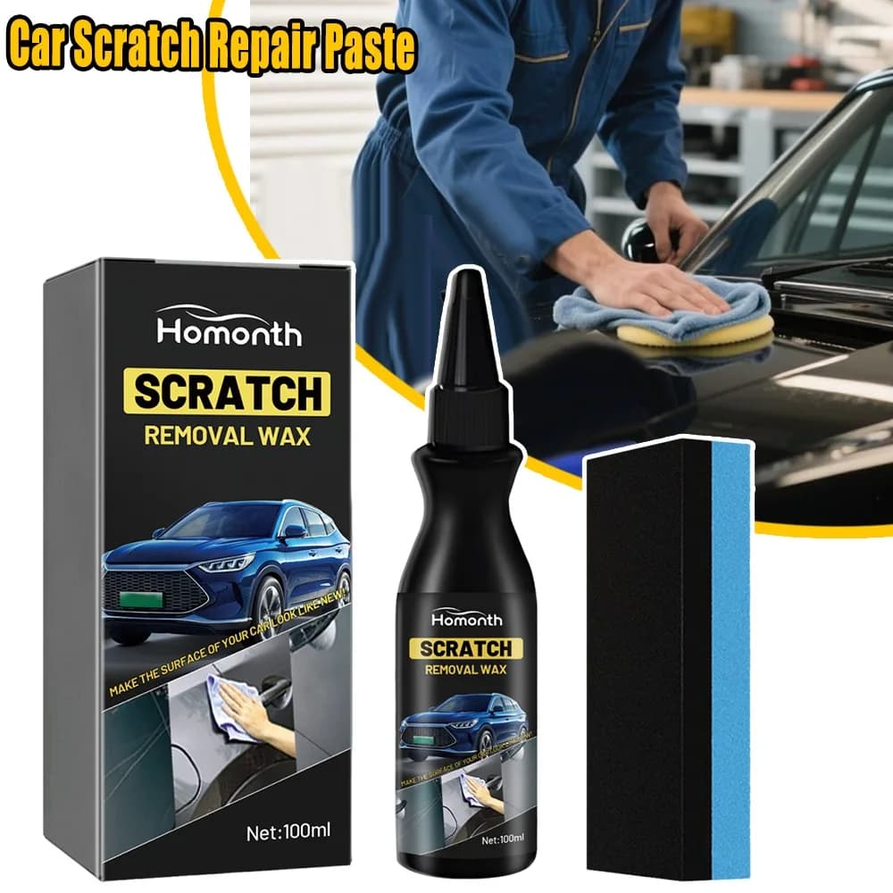 Set di cera per la rimozione dei graffi dell'auto, agente riparatore di graffi per veicoli, versione migliorata, per la riparazione universale dei graffi sulla vernice dell'auto, con spugna per la pulizia profonda.