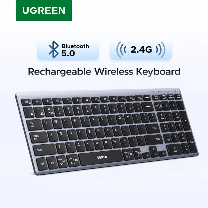 Tastiera UGREEN Wireless Bluetooth 5.0 e 2.4G 99 tasti russo/inglese per MacBook iPad PC Tablet USB C Tastiera ricaricabile