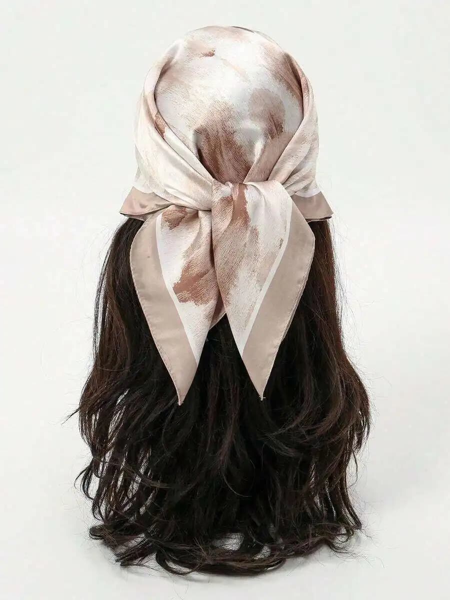 1 pezzo di sciarpa quadrata con stampa floreale 70*70 cm, versatile per le donne come cintura, accessorio per capelli, fascia per capelli
