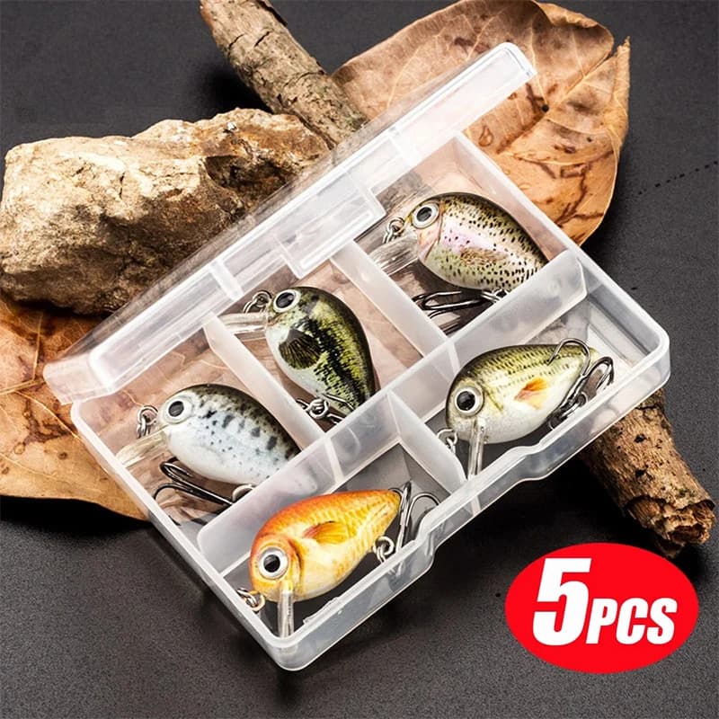 Mini esche da pesca Set esche realistiche a manovella Esche artificiali Swimbait con scatola per attrezzatura