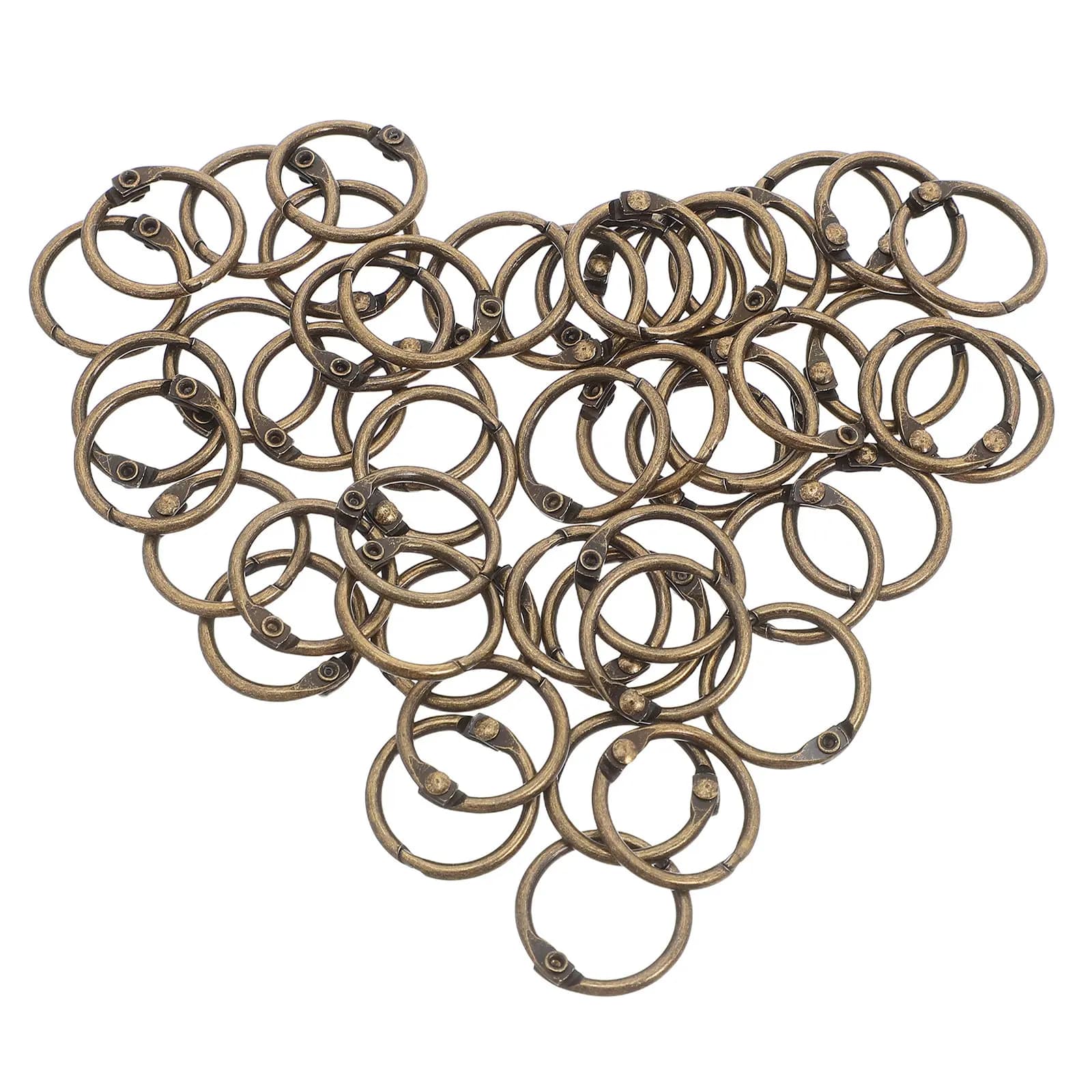 50Pcs Golden Metal Loose Leaf Binder Rings 20Mm Inner Dia Openable Hinged Buckle Rings for Notebook Planner Book Holder Ring