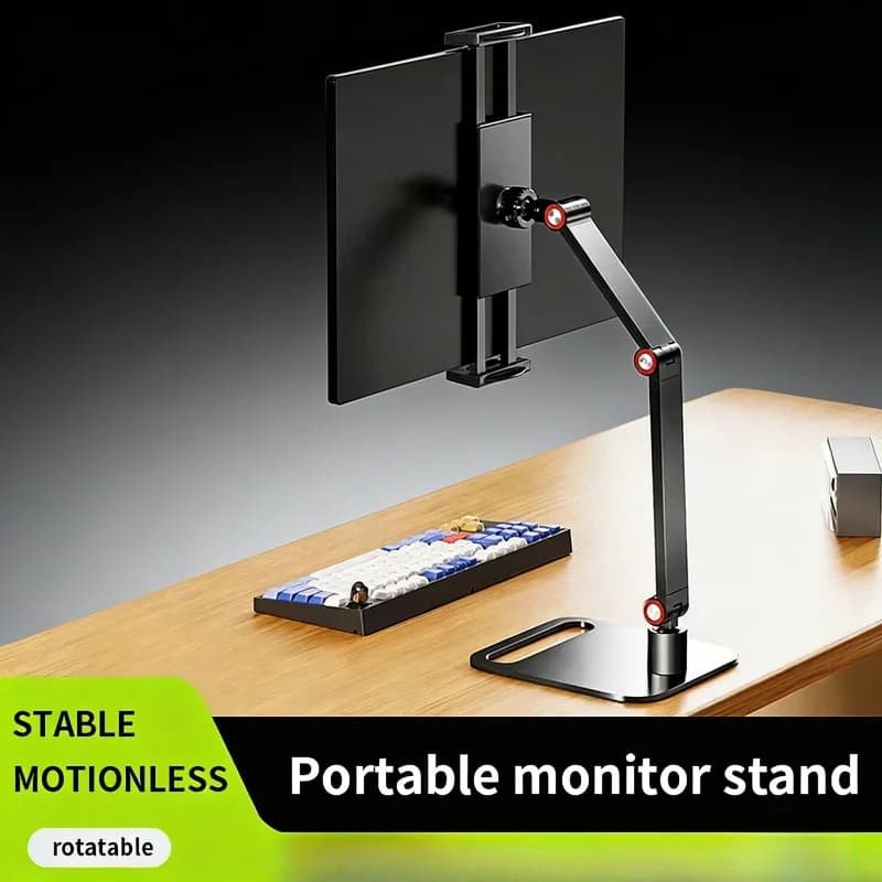 Supporto Regolabile per Monitor e Tablet, 360° ° Supporto da scrivania portatile girevole, clip VESA autoportante, altezza regolabile fino a 30 cm
