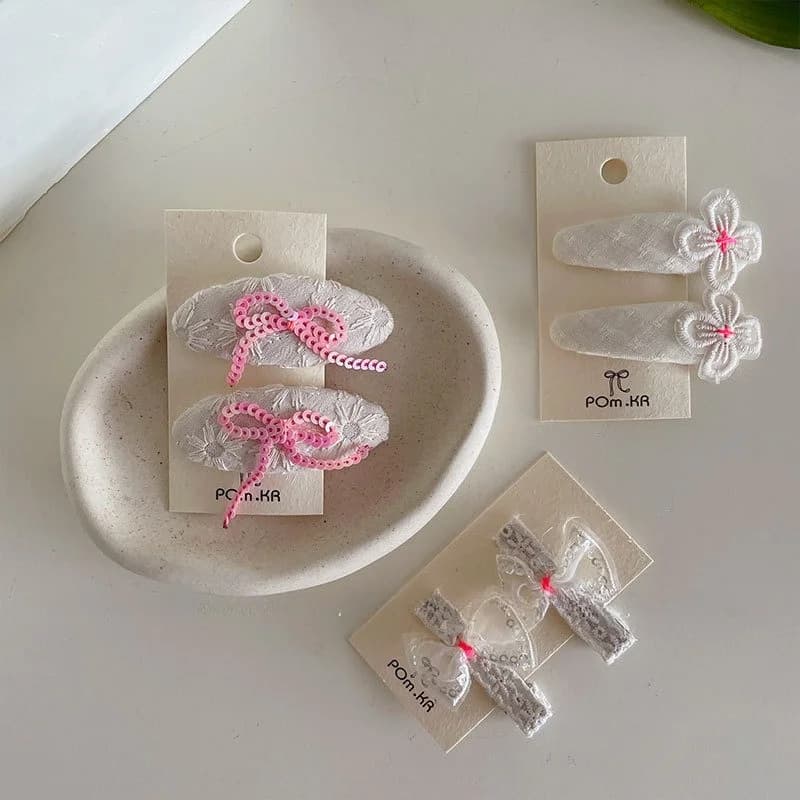 Handmade Lace Flower Fabric Hair Clip for Girls Side Fringe Non Slip Soft Non Hurt Cute Lightweight Daily Wear Headwear Premium