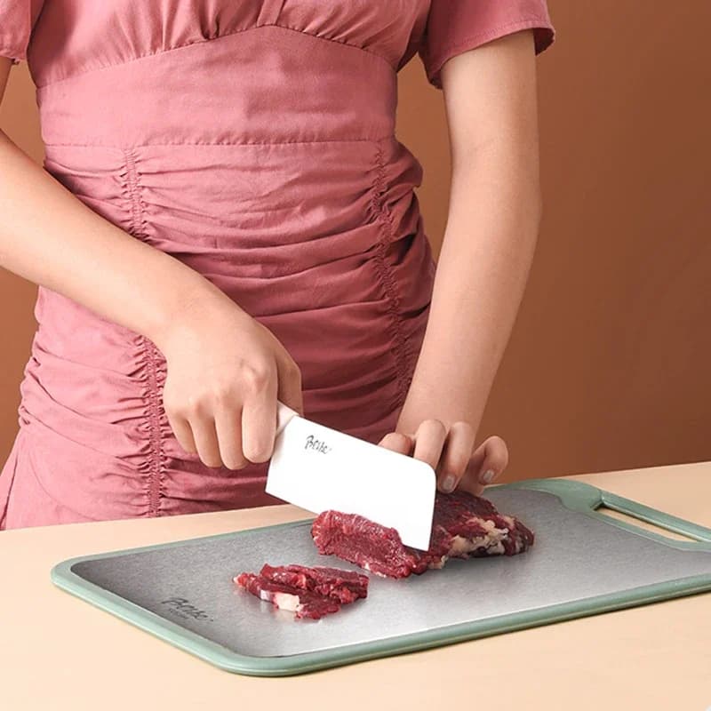 1pc Cutting Board Two Sides of Stainless Steel and Plastic Dual-purpose Multifunctional Cut Vegetables and Meat Chopping Boar