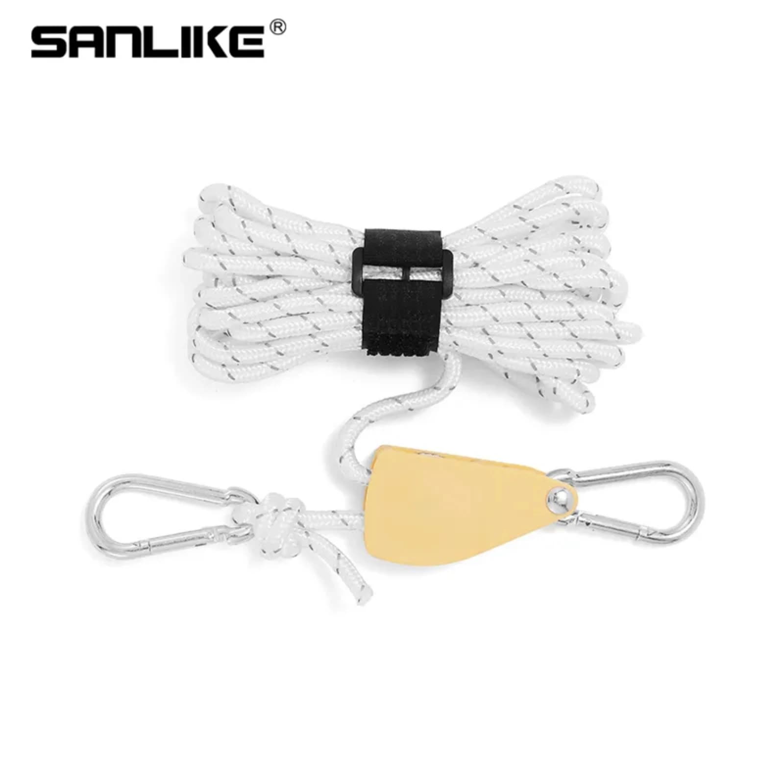 SANLIKE 4mm 4m Puleggia per tenda regolabile Supporto per tenda Sistema di tensione in un solo passaggio Corda antivento riflettente per attrezzi da campeggio all'aperto