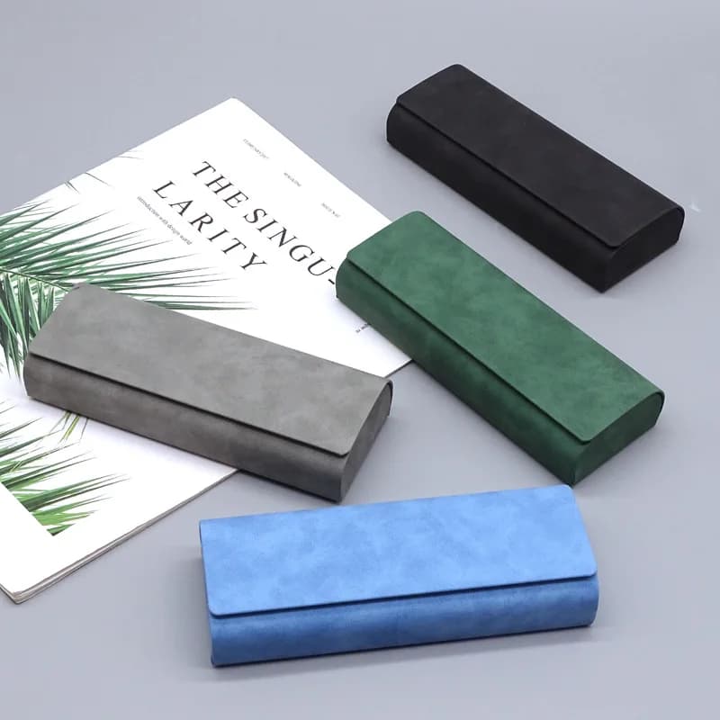 Rigid Case for Men's and Women's Eyewear, PU Leather, Portable, Anti-scratching, Folding Box for Sunglasses, Glass Holder
