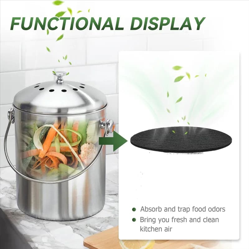 AB51 Filtro per bidone del compost, filtri da 6,7 pollici per secchio del compost da cucina Filtro di rilascio per secchio del compost da appoggio domestico, confezione da 12