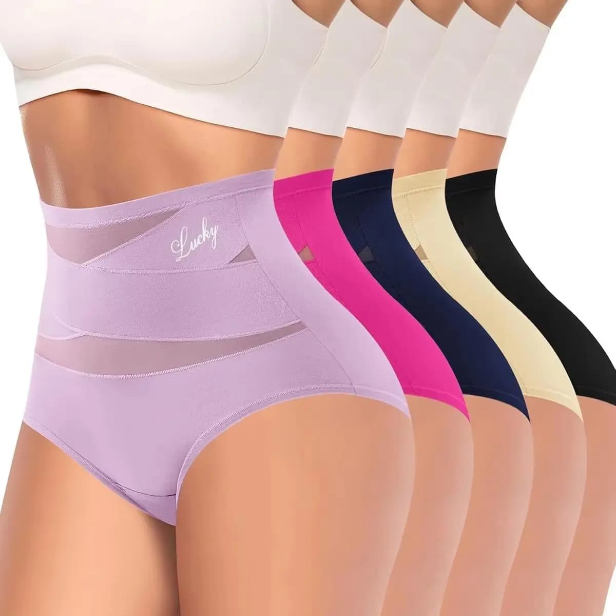 1Pcs Women's High Waisted Underwear Full Coverage Compression Briefs Panties Postpartum Comfortable