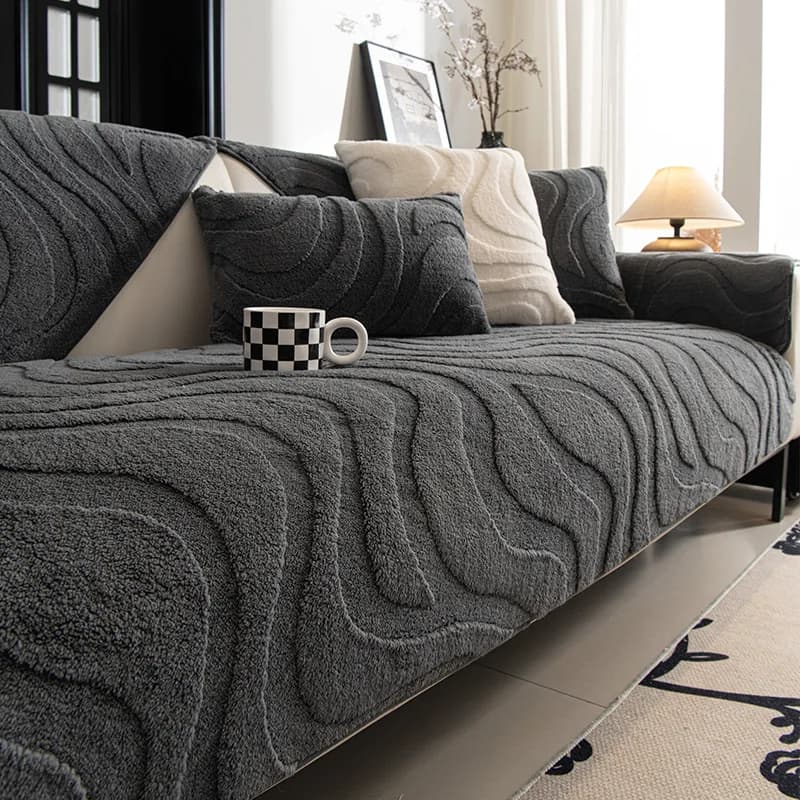 Copridivano in peluche antiscivolo sensazione premium divano del soggiorno cuscino decorativo panno di copertura dello schienale antigraffio per gatti