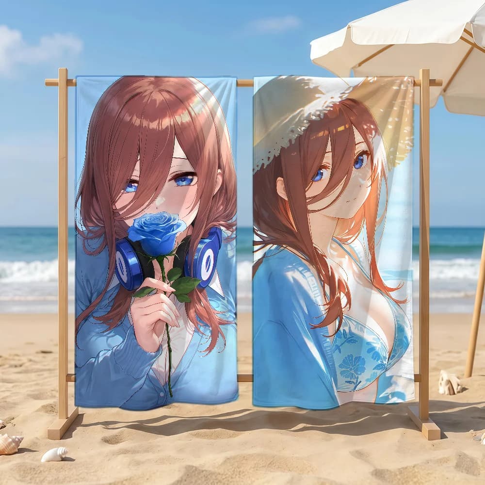 Anime Miku Nakano Towel Sports Quick Dry Travel Camping Sandproof Soft Light Large Beach Towel