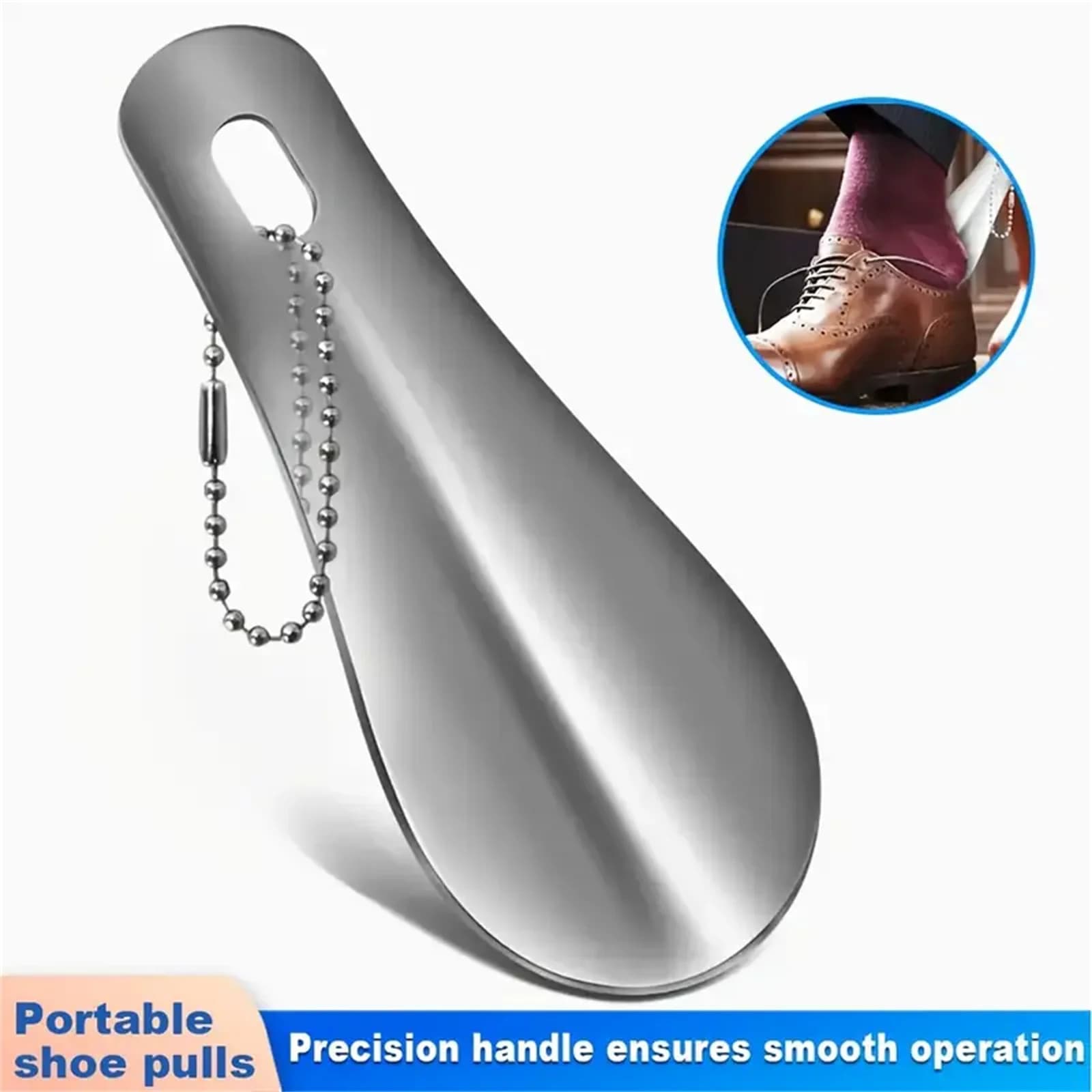 Professional metal shoe shoe with short handle, stainless steel shoe lift, suitable for all types of shoes, portable shoe spoon