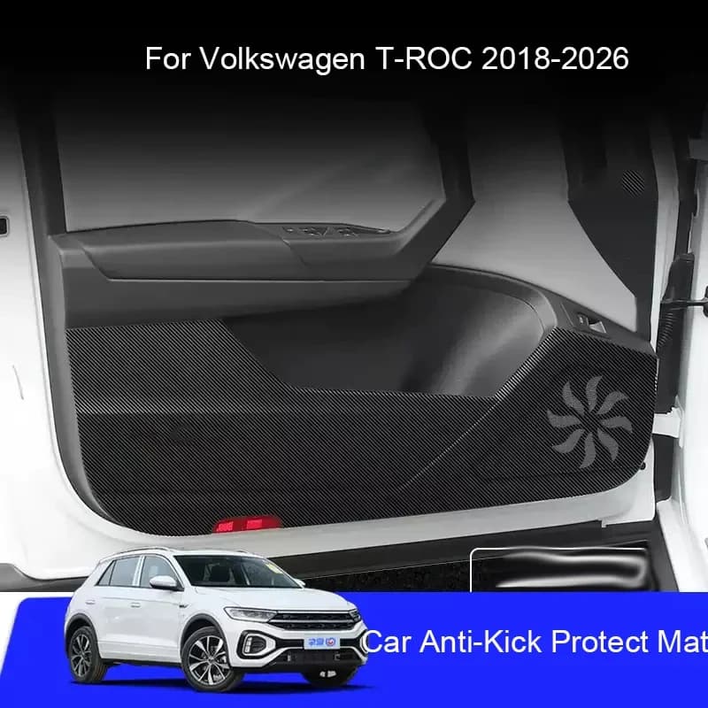 Per VOLKSWAGEN T-ROC 2018-2026 Auto B-Pilastro Porta Anti-Calcio Proteggi Pad Tronco in pelle PU Anti-sporco Resistente ai graffi Accessorio