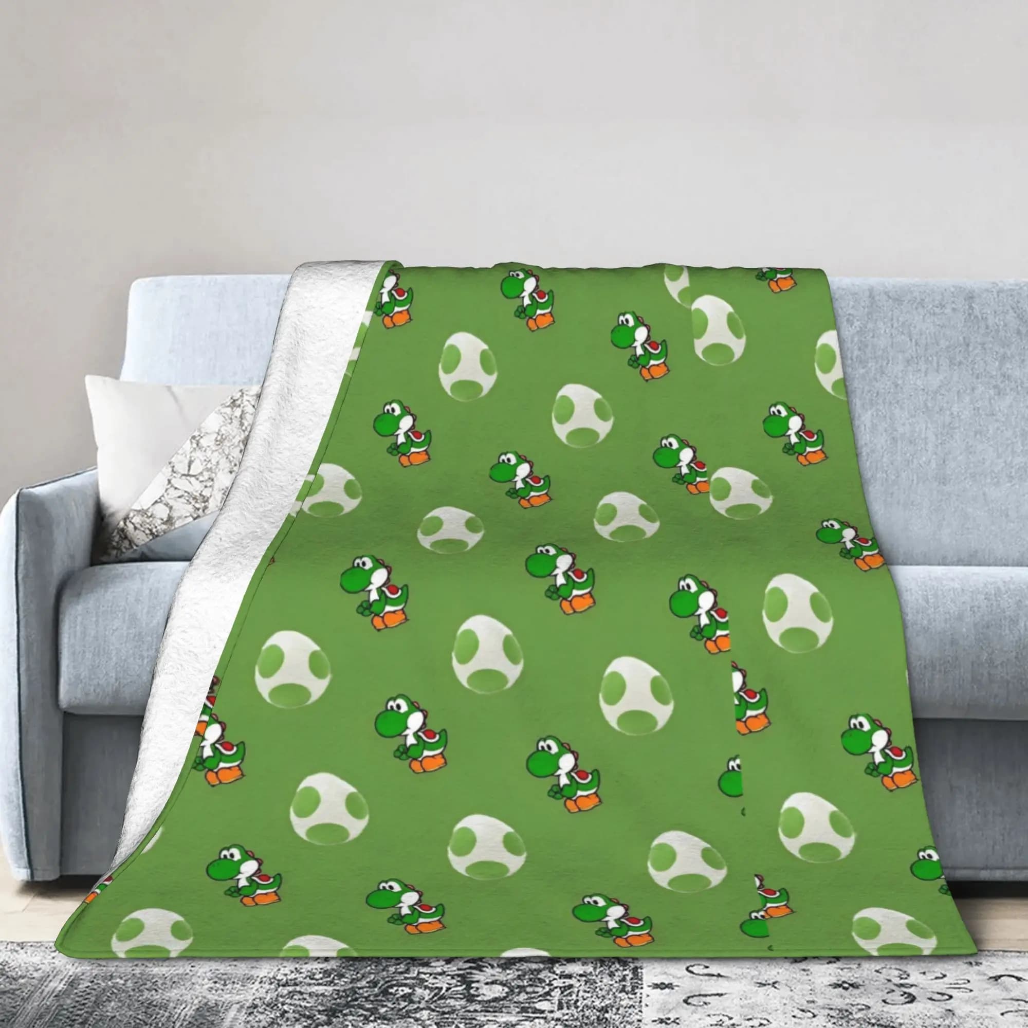 Coperta modello Marios Yoshi in flanella, decorazione tessile, traspirante, super calda, per biancheria da letto, divano, tappeto