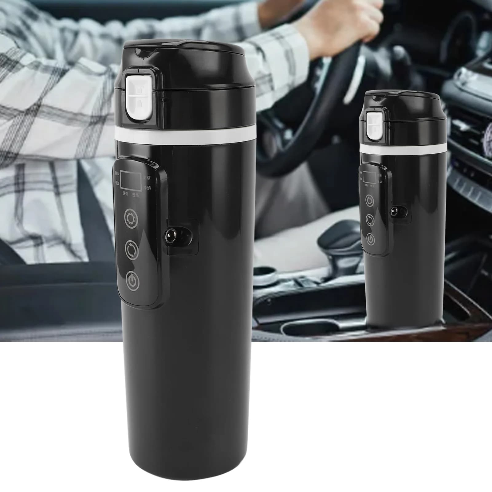 Electric Car Travel Kettle Easy to Use Compact Stainless Steel PP Portable Car Heating Cup Outdoor 500 ml