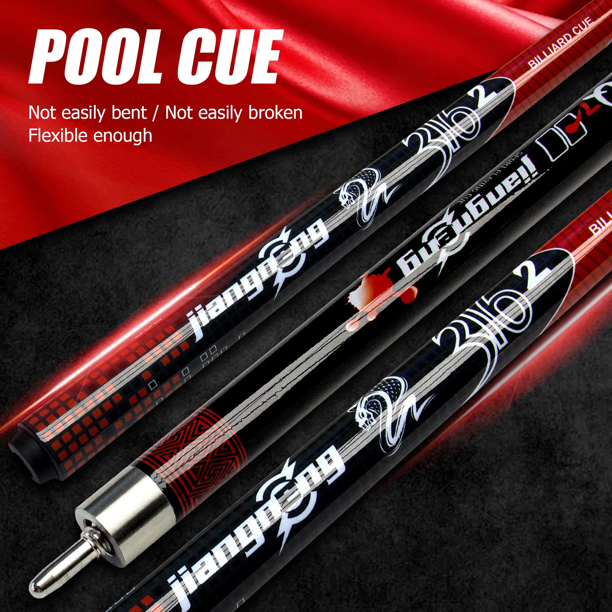 Stecca da biliardo professionale Black Tech Stick-13mm Punta Break/Jump Stecca da biliardo, Durevole e colpo di precisione, predatore stecca da biliardo tacos de billar