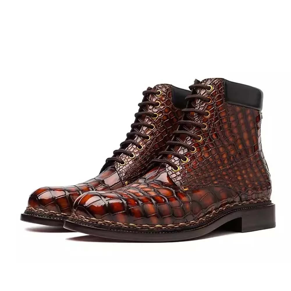 CWV nuovi uomini di arrivo stivali di coccodrillo scarpe da uomo pennello colore marrone