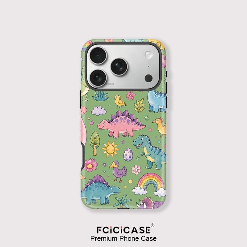 Fcicicase Matte Phone Case For iPhone 17 Air 16 Pro Max 15 14 Plus 13 12 Dinosaur Animals Pattern Magnetic For Magsafe Cover