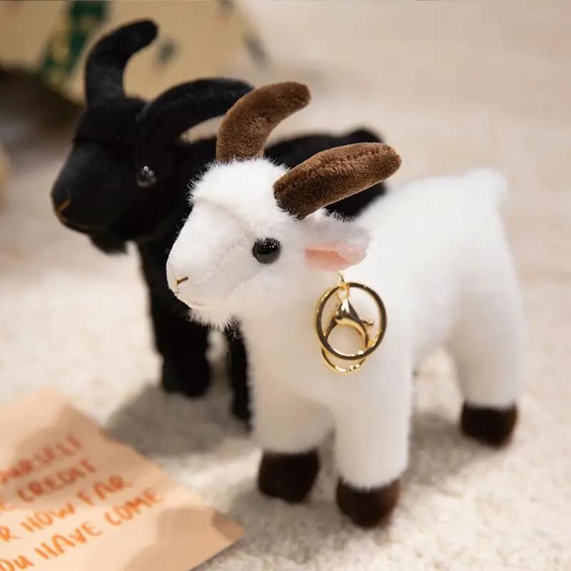 Nuovo Giocattolo di Peluche a Forma di Capra in Piedi, Realistico, Mini Animale Carino, Portachiavi e Decorazione per Borse