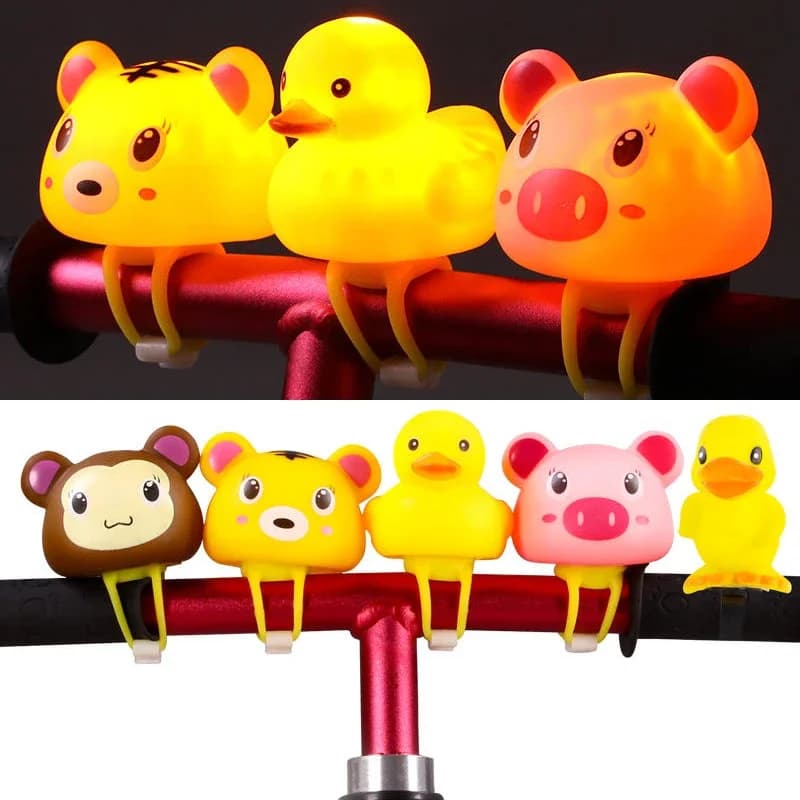 Campanello per bicicletta Animale del fumetto MTB Bici da strada Torcia elettrica Lampada Bambini Scooter per adulti Manubrio Anello clacson Accessori per ciclismo