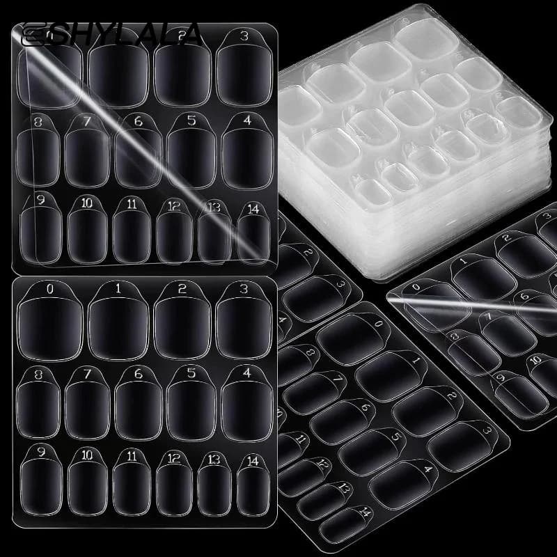 Two-sided nail tape 24 pieces for pressure nail art, reusable and super adhesive strips for easy manicure at home
