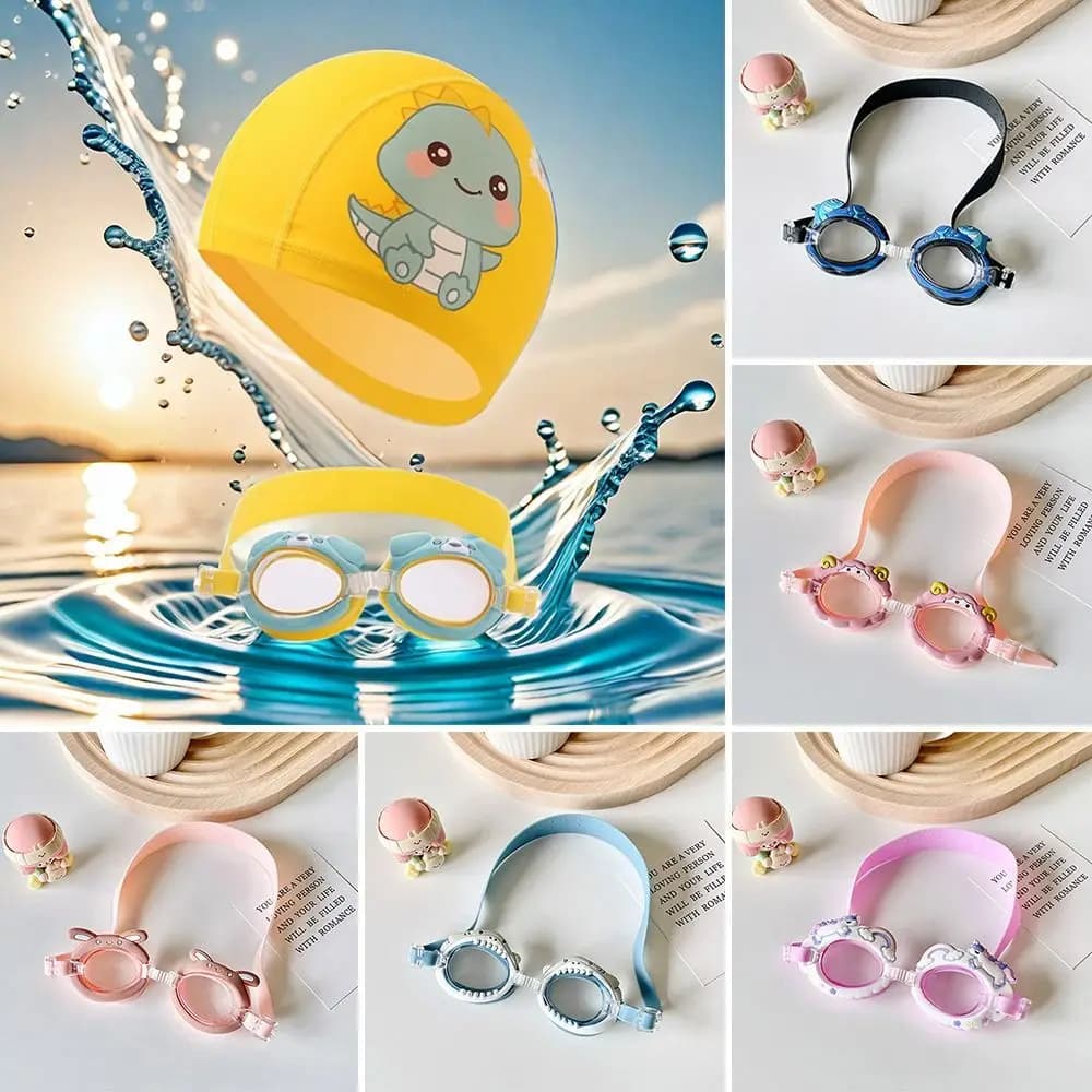 Occhialini da Nuoto Estivi HD Creativi, Antiappannamento, Impermeabili, Regolabili, Carini per Bambini