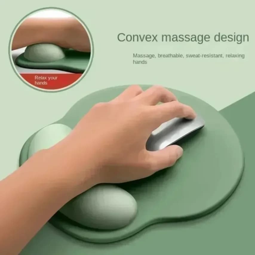 Tappetino per Mouse Ergonomico con Poggiapolsi in Silicone Morbido, Antiscivolo e Durevole, Superficie Liscia per Computer Desktop