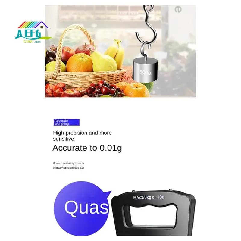 AEF6-50KG Bilancia per bagagli da viaggio Bilancia elettronica portatile portatile con pesatura a gancio, bilancia portatile per pesca espressa