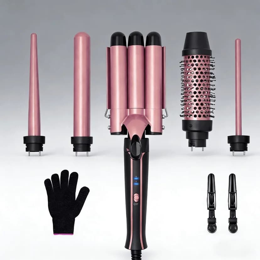 Set iron hair curler Bigodino for hair 6 in 1 with hair folder for 3 barrels, hair plate - Tools for styling with heating Waver for women