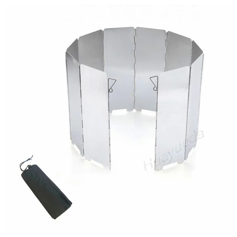 Windshield for ultralight camping stove in aluminum alloy Outdoor kitchen Windproof shield Barbecue Protect covers bag Camping rings