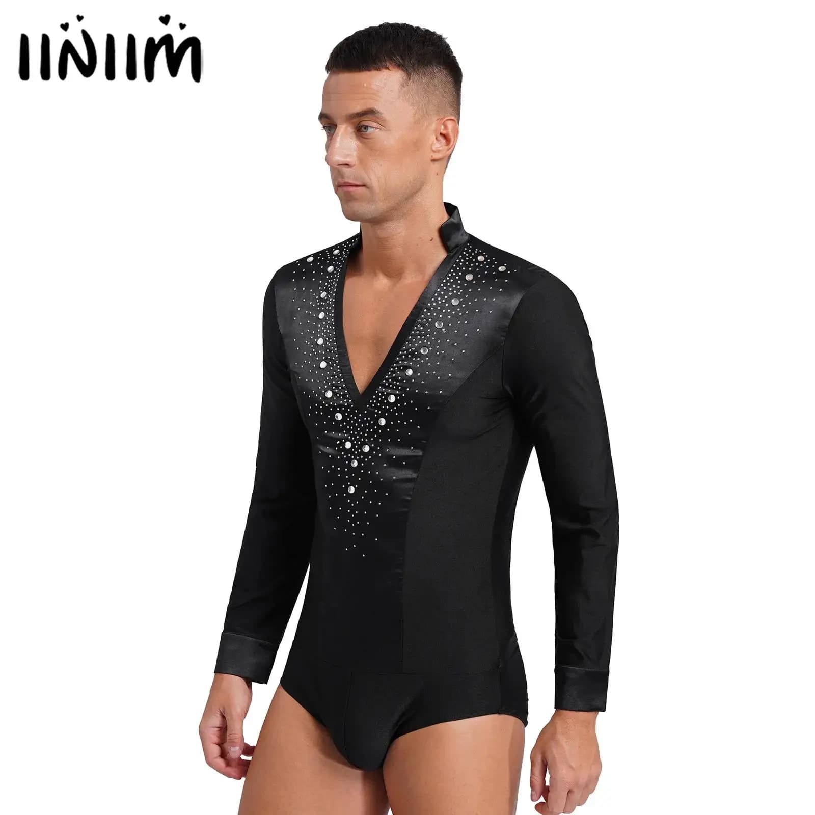 Ginnastica da uomo, pattinaggio artistico, costume da performance, paillettes scintillanti, balletto latino, tango, danza, body, body