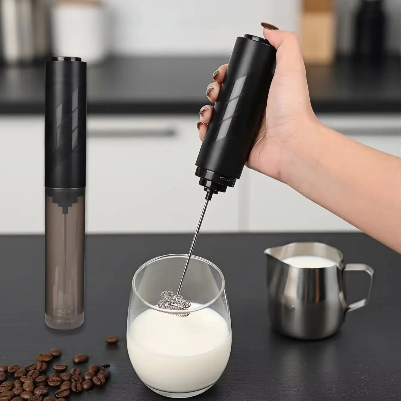 1 electric milk frother battery AA size electric milk coffee frother, egg beater, kitchen cream maker, blender