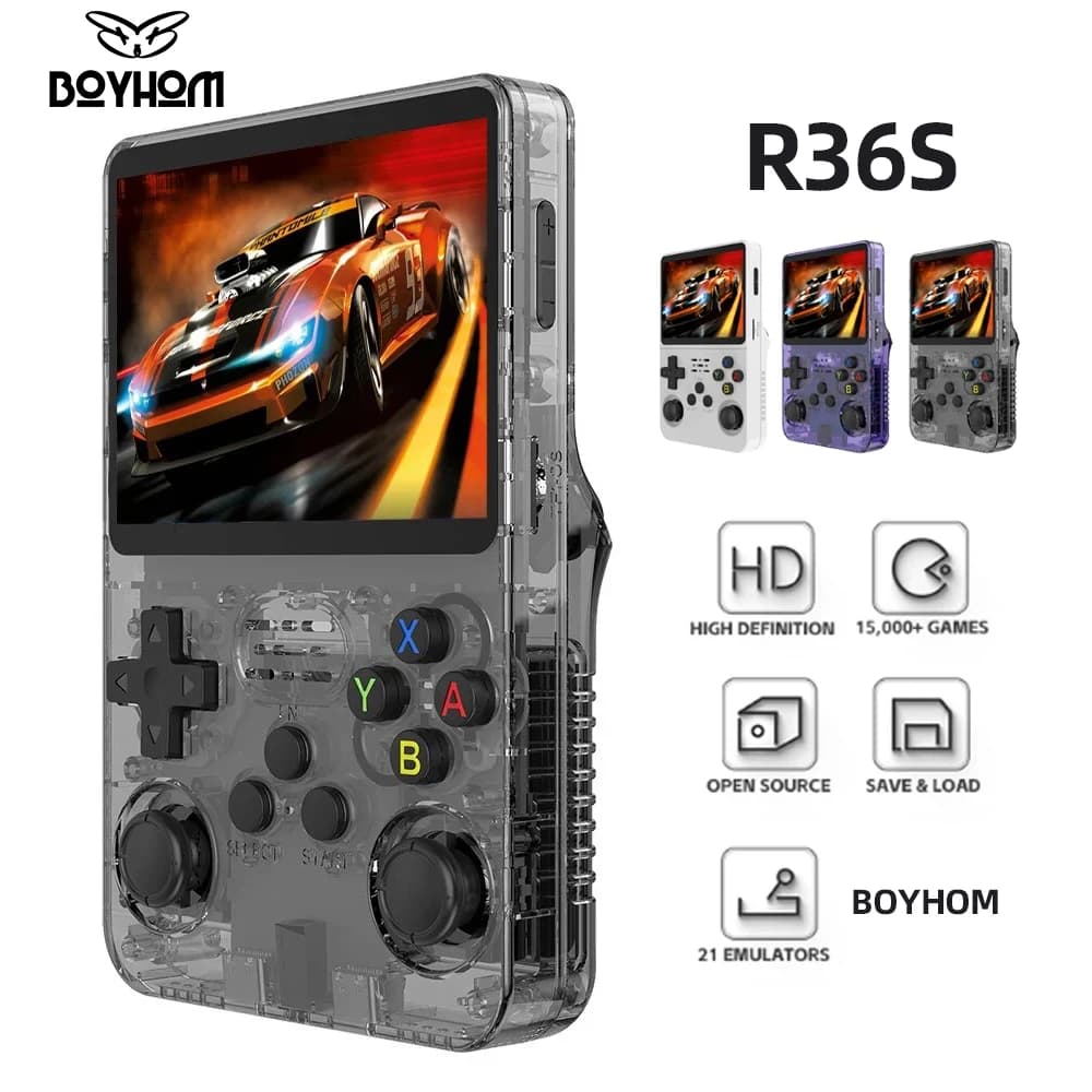 BOYHOM R36S Portable Video Games Console Retro Linux System 3.5 Inch IPS Screen R35s Pro Portable Pocket Video Player 64 GB Games