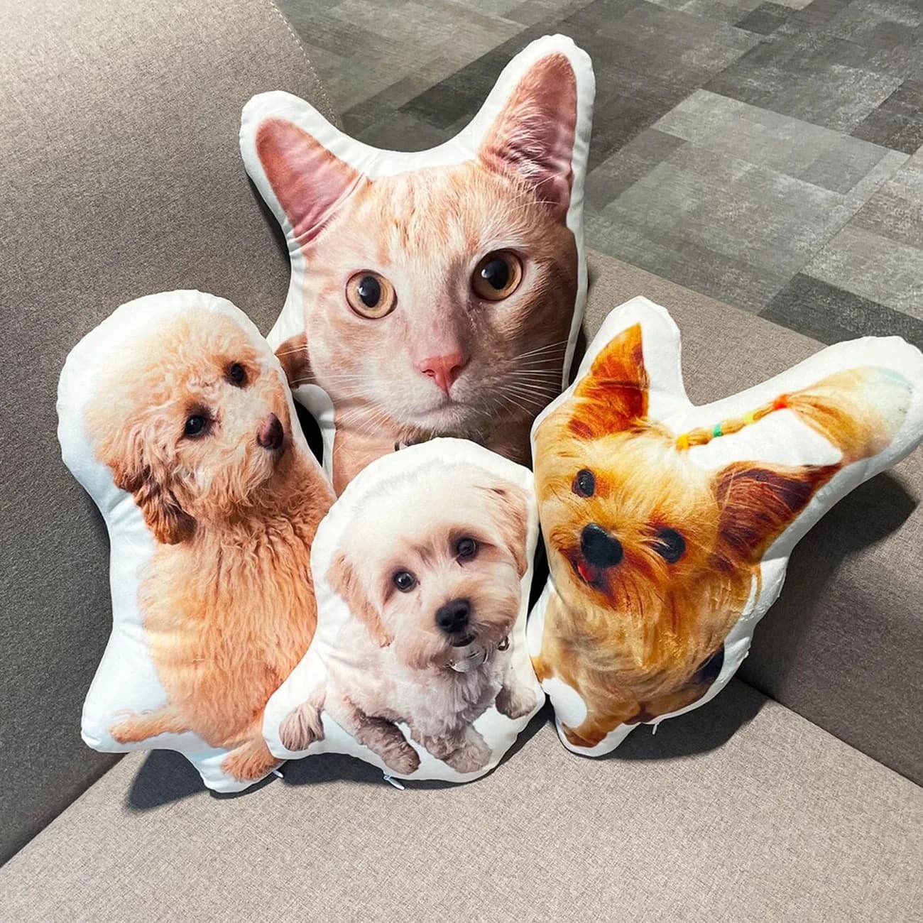 Customized modern style pet pillows with double-sided printing design and personalized pet image